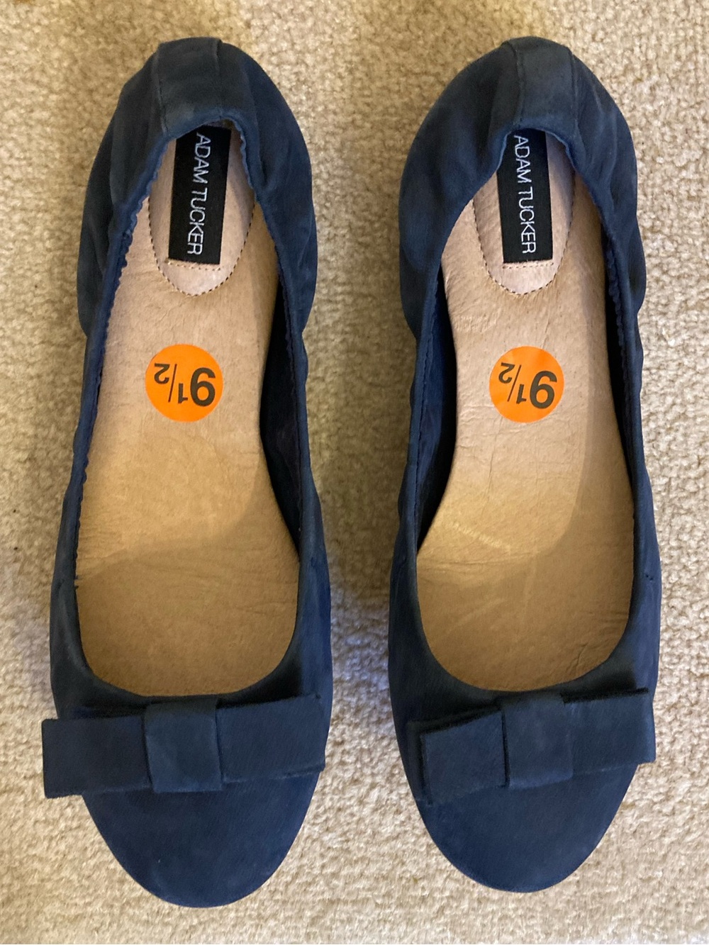 Adam Tucker Navy Suede Ballet Flats